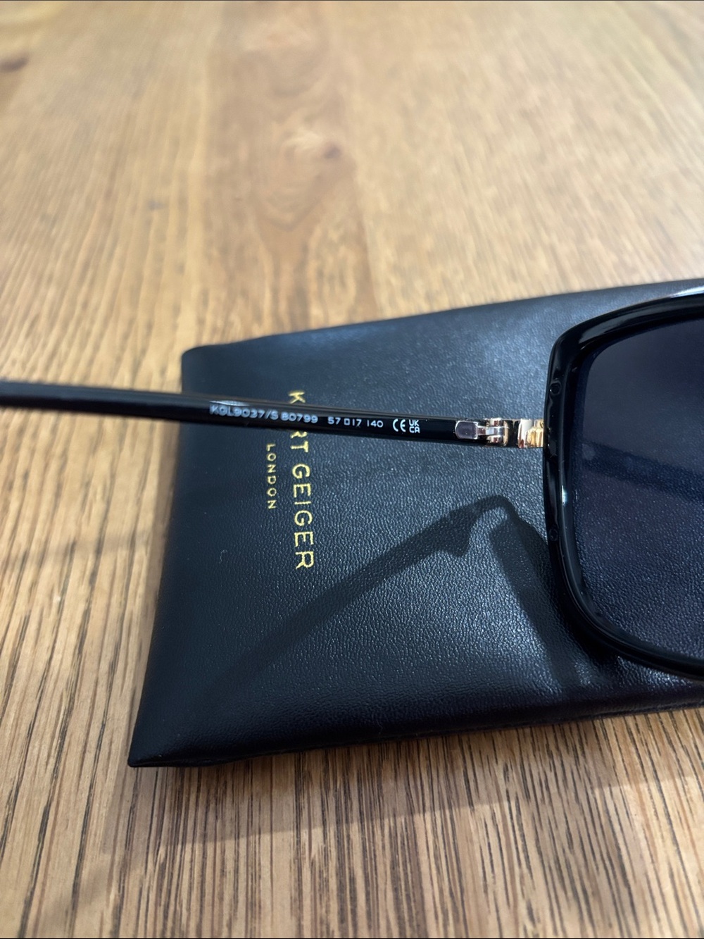 Kurt Geiger Black Cat-Eye Sunglasses with Gold Accents - Picture 4 of 6
